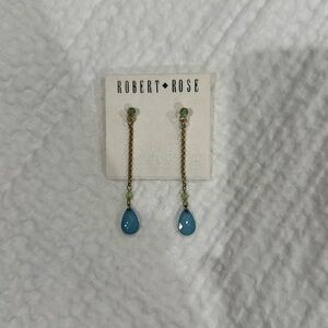 Robert Rose gold blue and green earrings NWT